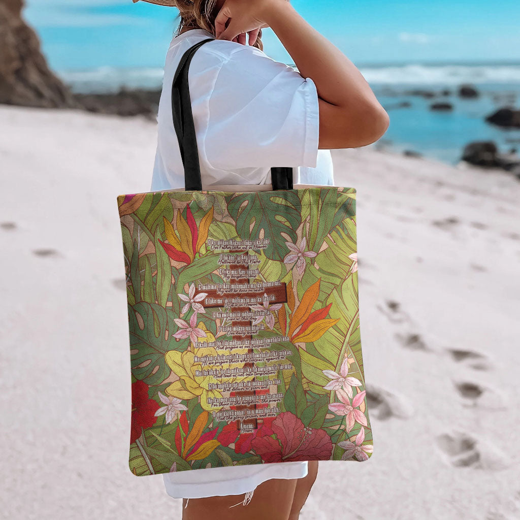 Mahalo Hawaii - Ka Pule a ka Haku Tote Bag Tropical Flowers LT7 - Polynesian Pride