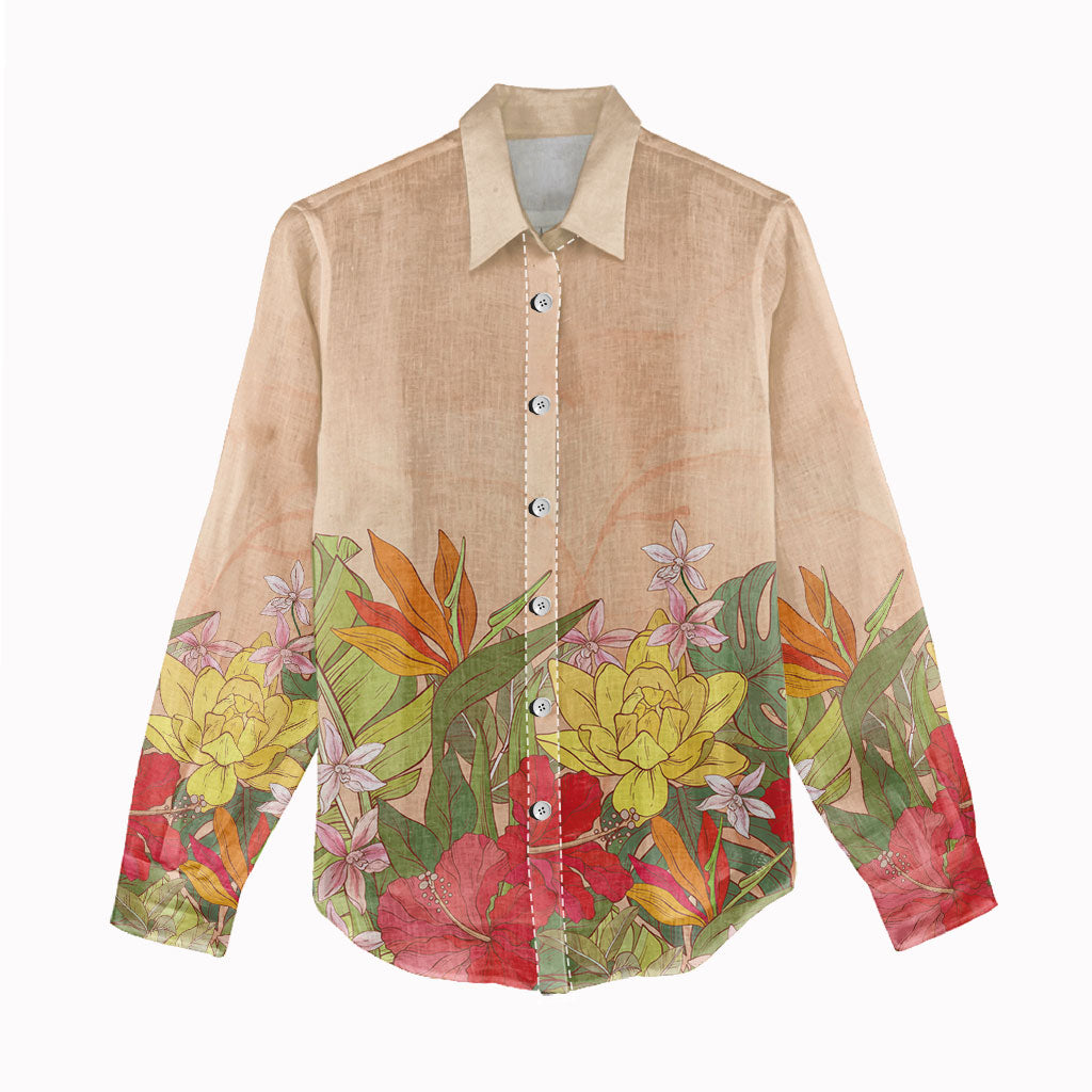 Mahalo Hawaii - Ka Pule a ka Haku Women Casual Shirt Tropical Flowers LT7 - Polynesian Pride