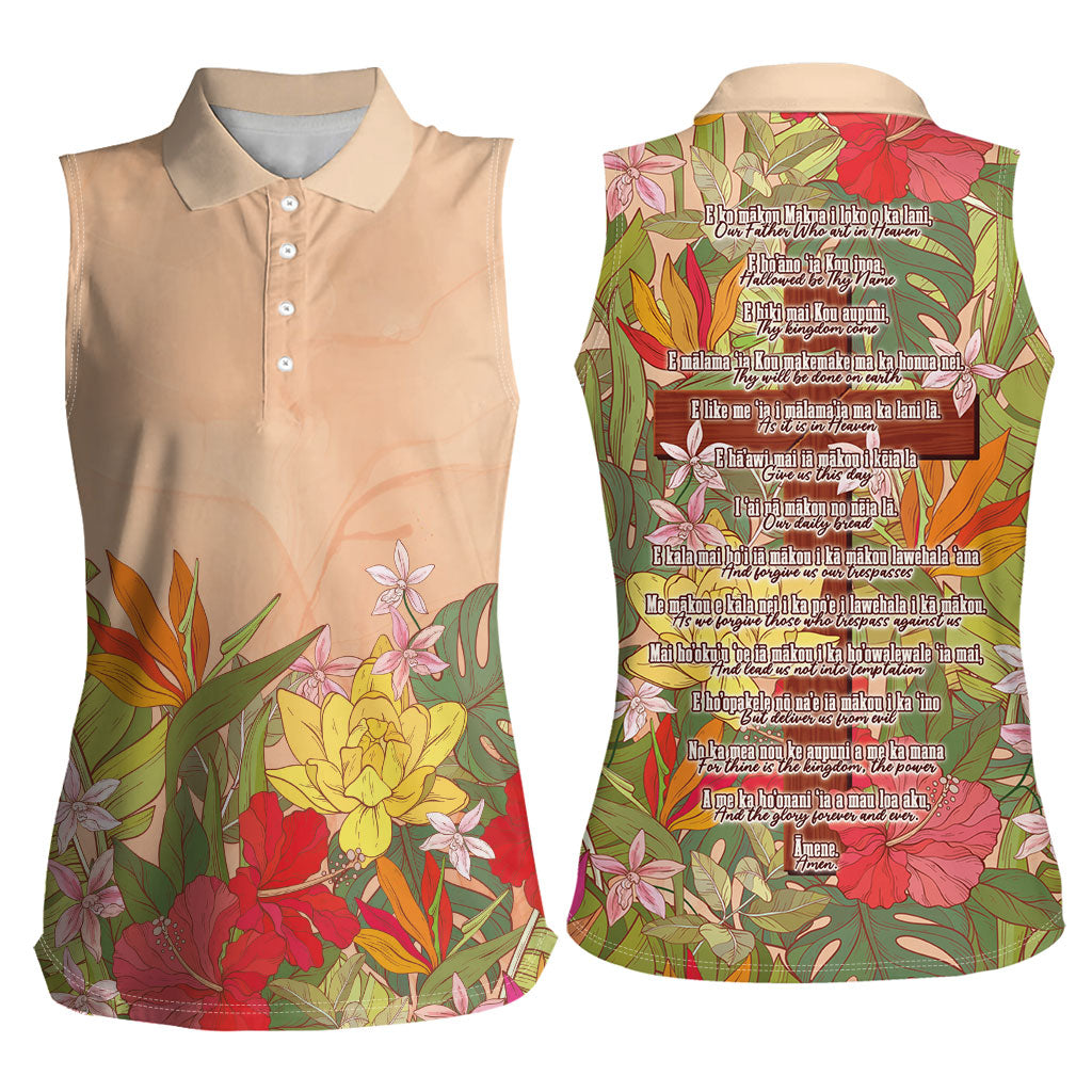 Mahalo Hawaii - Ka Pule a ka Haku Women Sleeveless Polo Shirt Tropical Flowers LT7 - Polynesian Pride