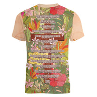 Mahalo Hawaii - Ka Pule a ka Haku Women V-Neck T-Shirt Tropical Flowers LT7 - Polynesian Pride