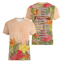 Mahalo Hawaii - Ka Pule a ka Haku Women V-Neck T-Shirt Tropical Flowers LT7 - Polynesian Pride
