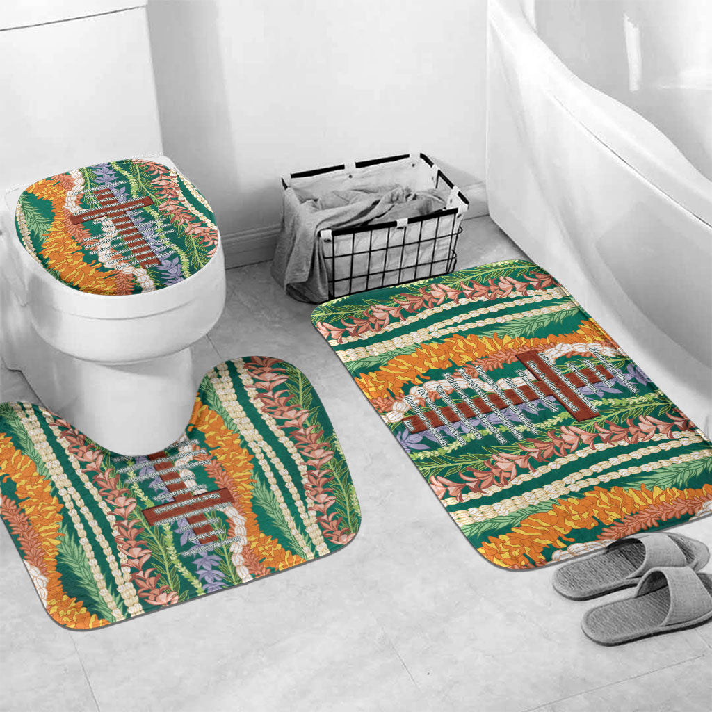 Mahalo Hawaii - Ka Pule a ka Haku Bathroom Set Mixed Lei LT7 Mat Set Only (3 pcs) One Size Sage Green - Polynesian Pride