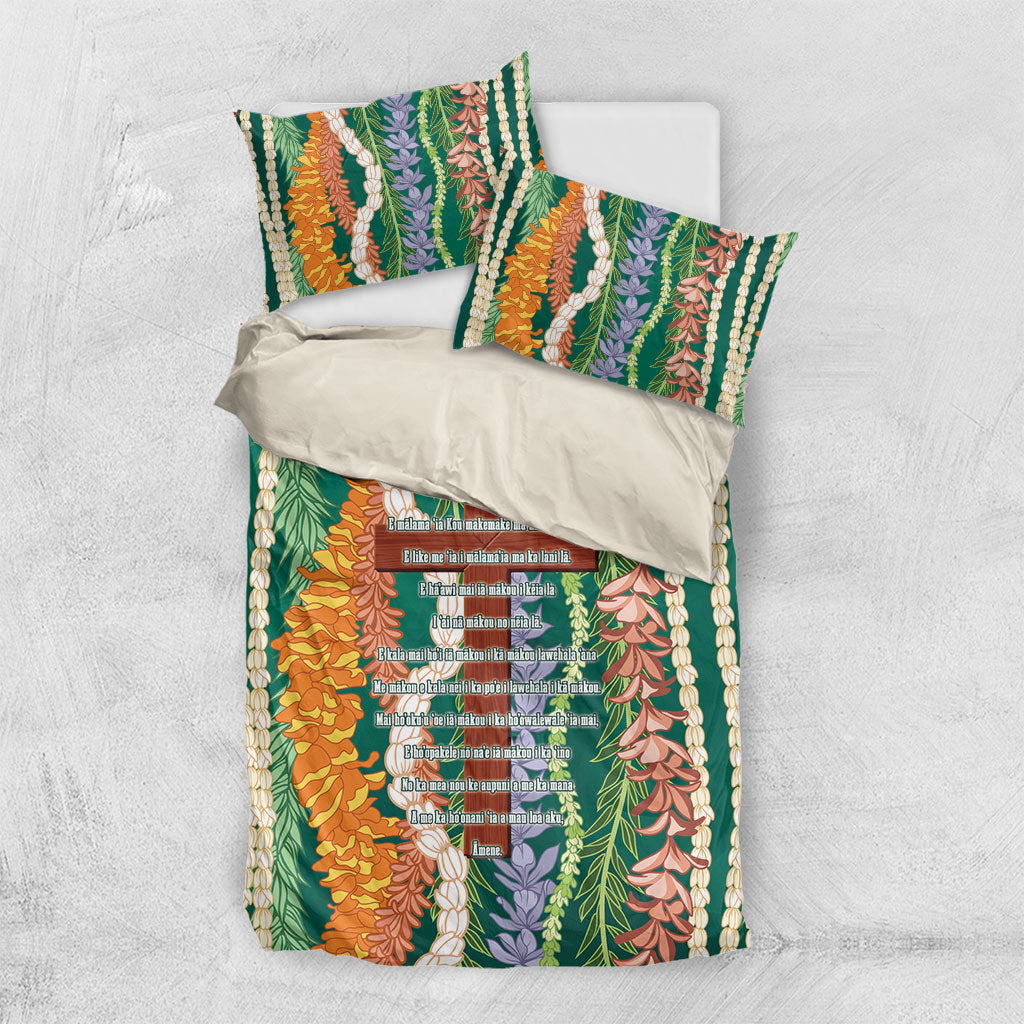Mahalo Hawaii - Ka Pule a ka Haku Bedding Set Mixed Lei LT7 US Twin 172cm x 218cm Sage Green - Polynesian Pride