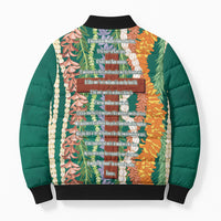 Mahalo Hawaii - Ka Pule a ka Haku Bomber Puffer Jacket Mixed Lei LT7 - Polynesian Pride