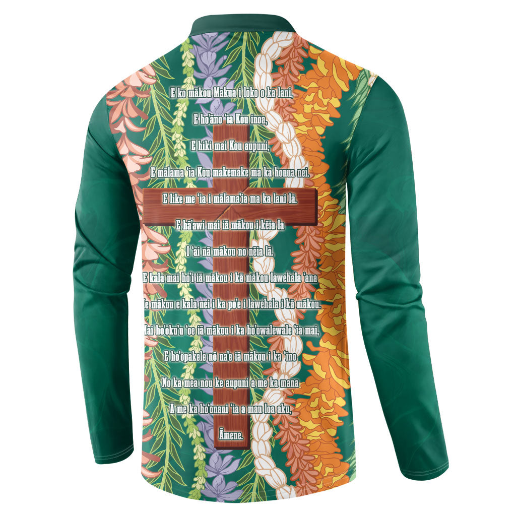 Mahalo Hawaii - Ka Pule a ka Haku Button Sweatshirt Mixed Lei LT7 - Polynesian Pride