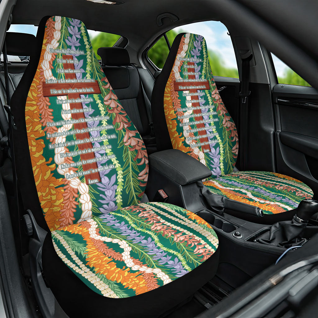 Mahalo Hawaii - Ka Pule a ka Haku Car Seat Cover Mixed Lei LT7 One Size Sage Green - Polynesian Pride