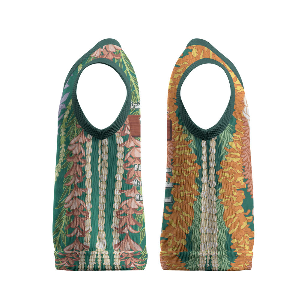 Mahalo Hawaii - ⁠Ka Pule a ka Haku Christmas Knitted V-Neck Vest Mixed Lei