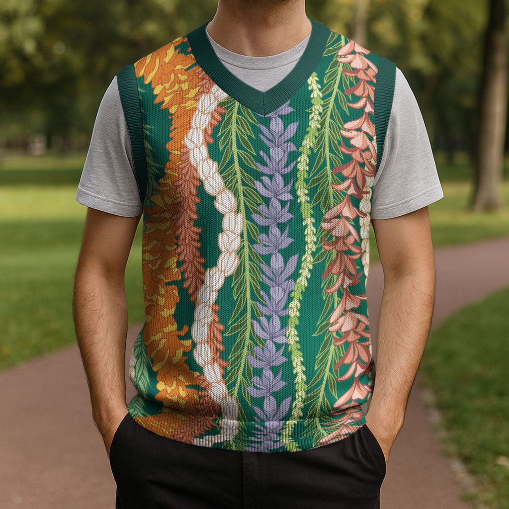 Mahalo Hawaii - ⁠Ka Pule a ka Haku Christmas Knitted V-Neck Vest Mixed Lei