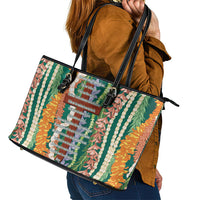 Mahalo Hawaii - Ka Pule a ka Haku Leather Tote Bag Mixed Lei LT7 - Polynesian Pride