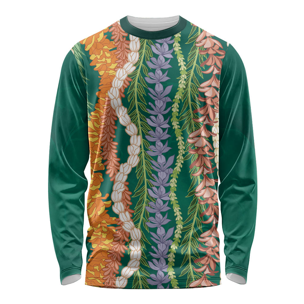 Mahalo Hawaii - Ka Pule a ka Haku Long Sleeve Shirt Mixed Lei LT7 Unisex Sage Green - Polynesian Pride