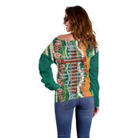 Mahalo Hawaii - Ka Pule a ka Haku Off Shoulder Sweater Mixed Lei LT7 - Polynesian Pride