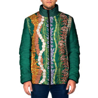 Mahalo Hawaii - Ka Pule a ka Haku Padded Jacket Mixed Lei LT7 Men Sage Green - Polynesian Pride