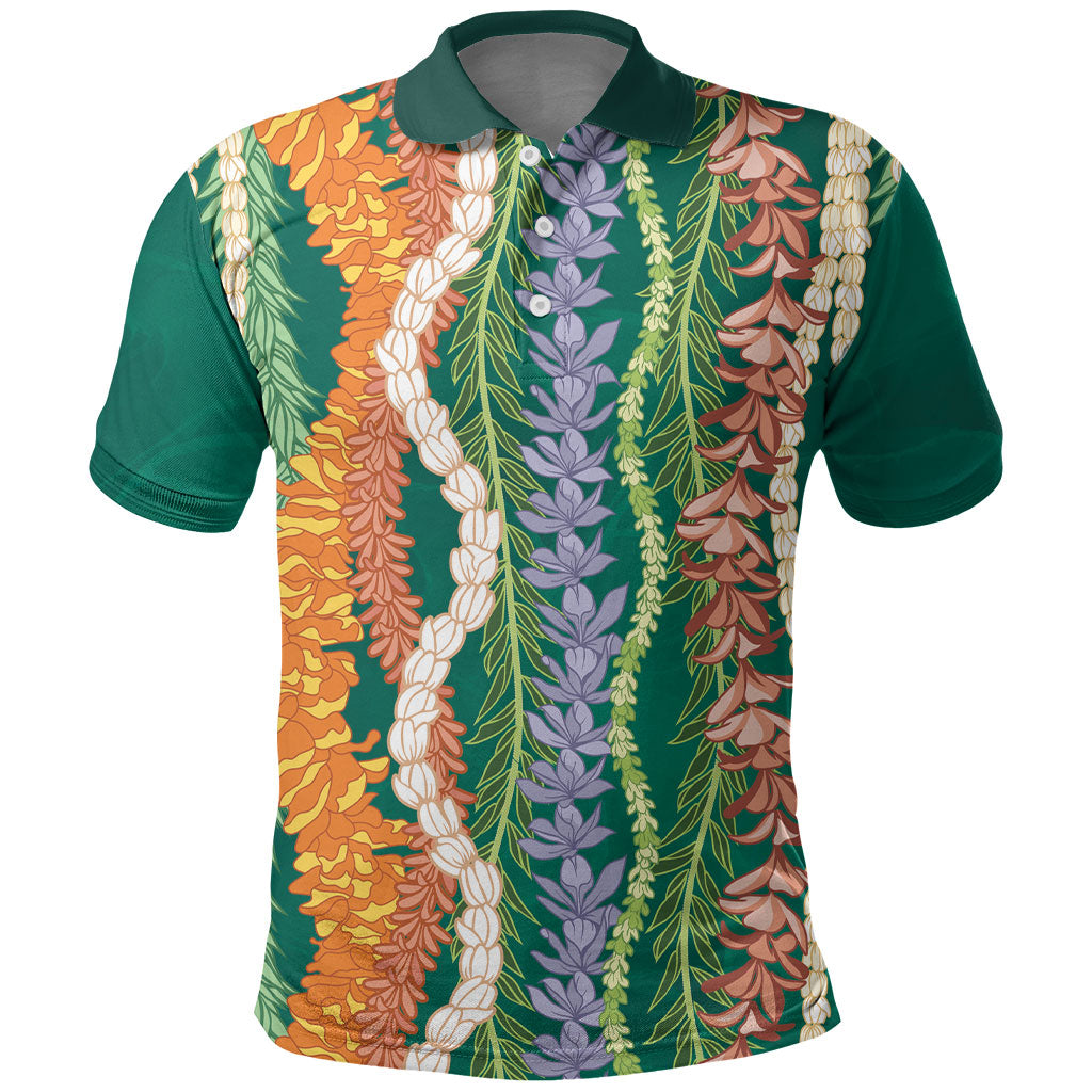 Mahalo Hawaii - Ka Pule a ka Haku Polo Shirt Mixed Lei LT7 Sage Green - Polynesian Pride