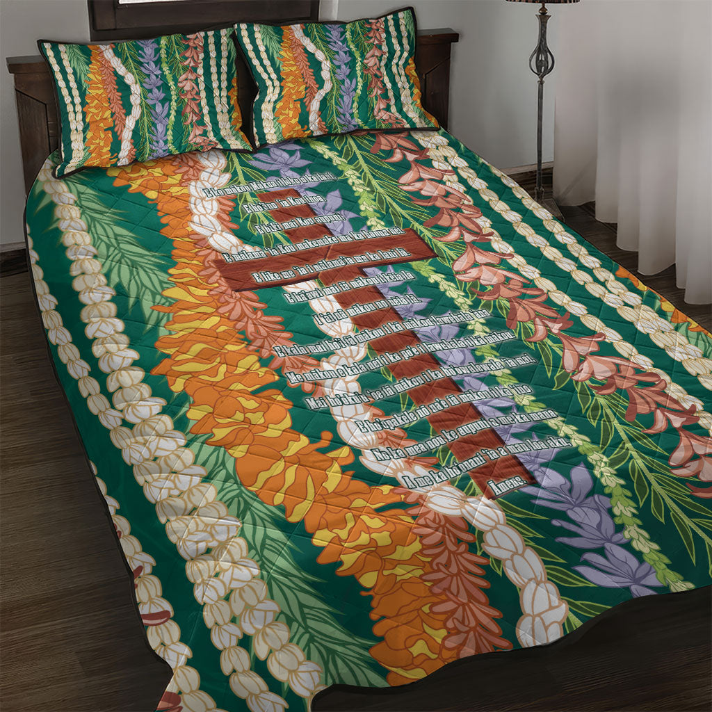 Mahalo Hawaii - Ka Pule a ka Haku Quilt Bed Set Mixed Lei LT7 Sage Green - Polynesian Pride
