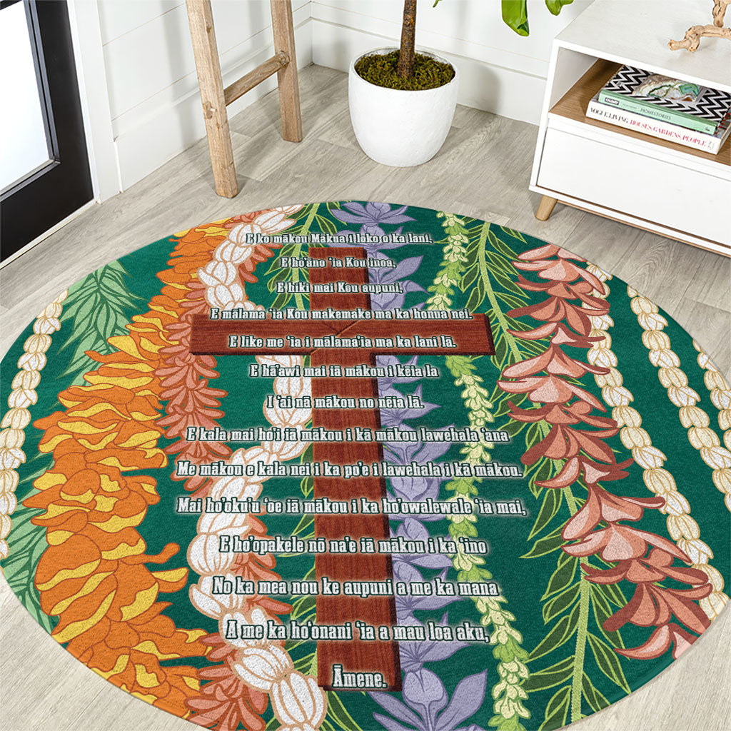 Mahalo Hawaii - Ka Pule a ka Haku Round Carpet Mixed Lei LT7 Sage Green - Polynesian Pride