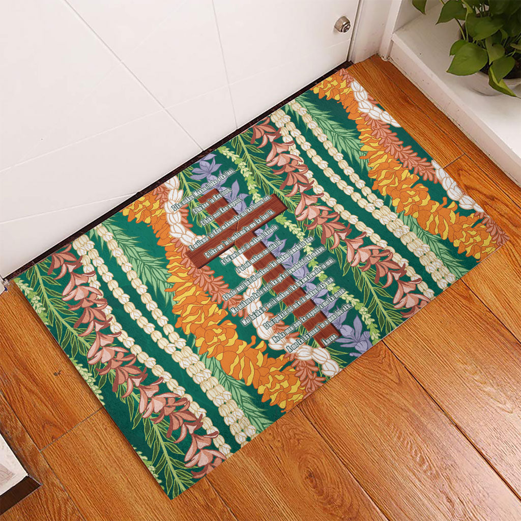 Mahalo Hawaii - Ka Pule a ka Haku Rubber Doormat Mixed Lei LT7 - Polynesian Pride