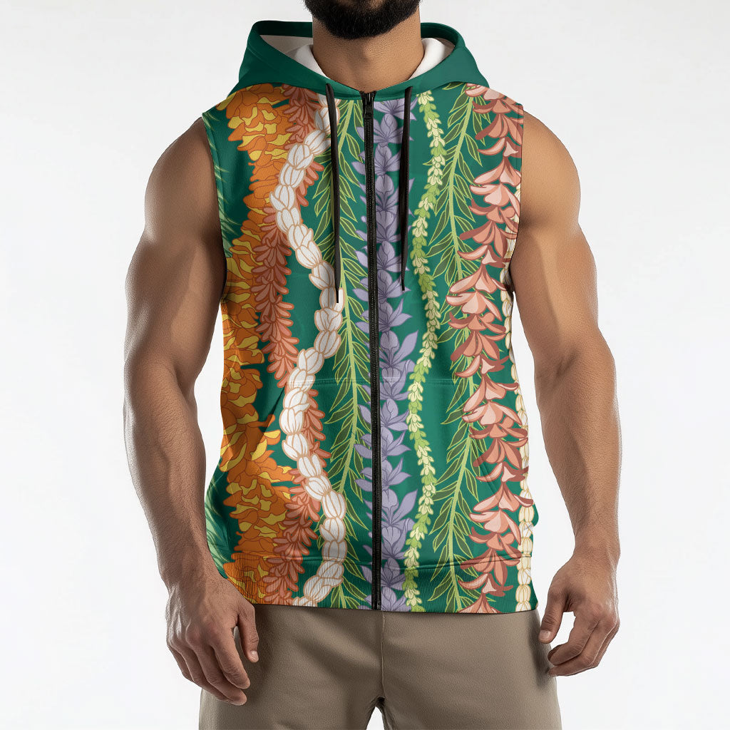 Mahalo Hawaii - Ka Pule a ka Haku Sleeveless Zip Hoodie Mixed Lei LT7 - Polynesian Pride