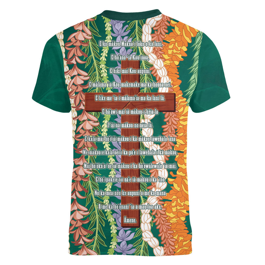 Mahalo Hawaii - Ka Pule a ka Haku Women V-Neck T-Shirt Mixed Lei LT7 - Polynesian Pride