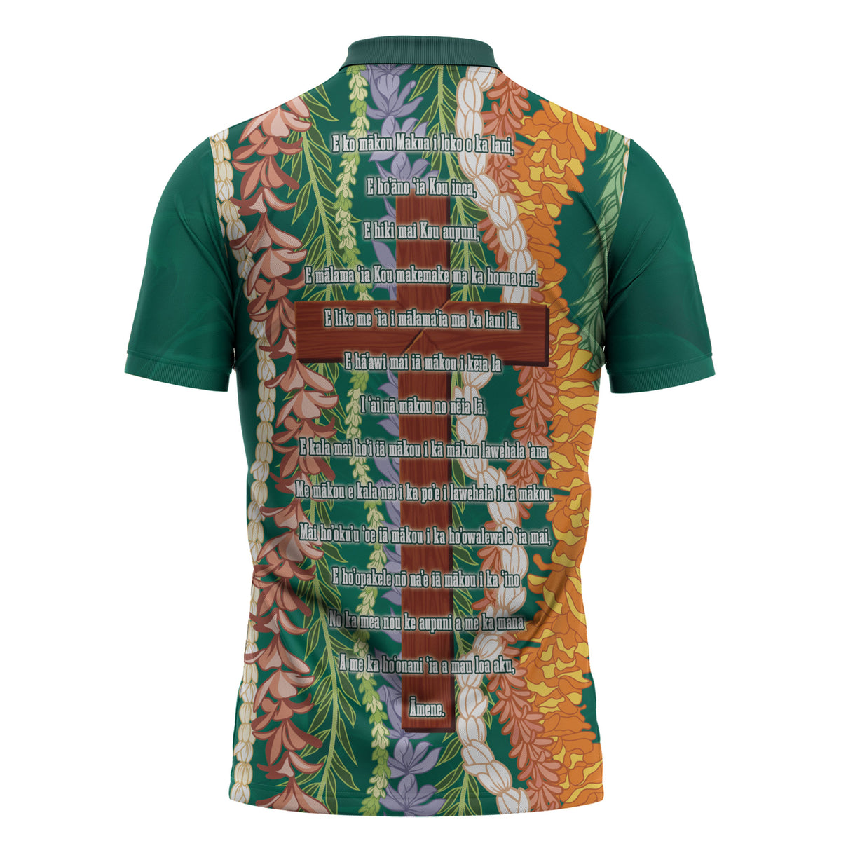 Mahalo Hawaii - Ka Pule a ka Haku Zipper Polo Shirt Mixed Lei LT7 - Polynesian Pride