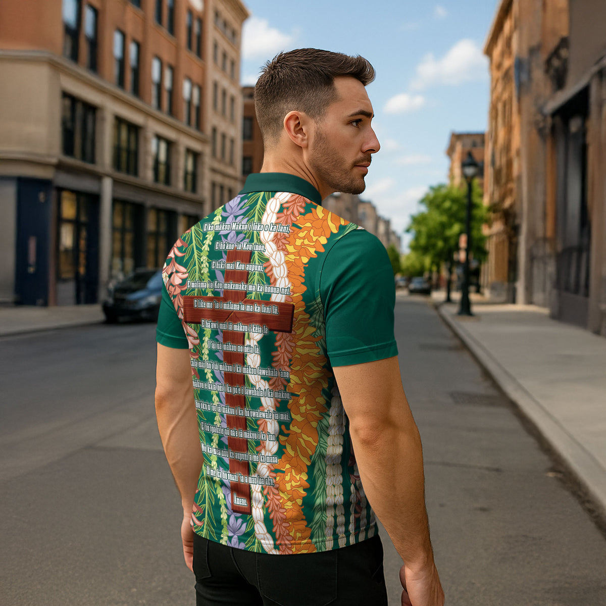 Mahalo Hawaii - Ka Pule a ka Haku Zipper Polo Shirt Mixed Lei LT7 - Polynesian Pride
