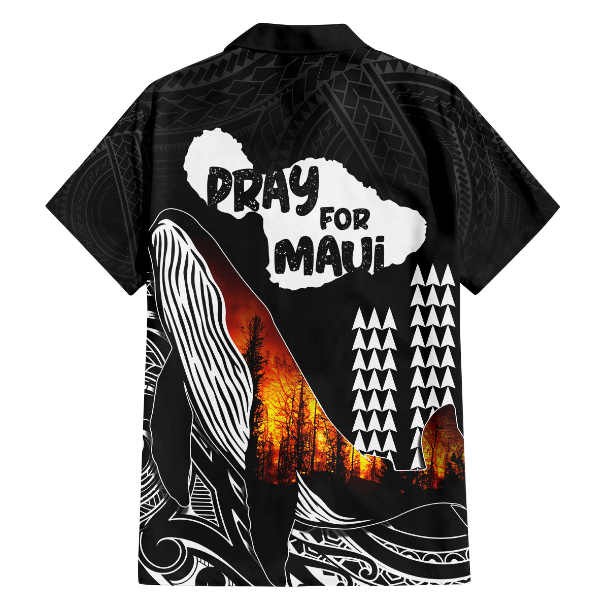 Hawaii Humpback Whale Family Matching Long Sleeve Bodycon Dress and Hawaiian Shirt Be Strong - Pray For Maui LT7 - Polynesian Pride