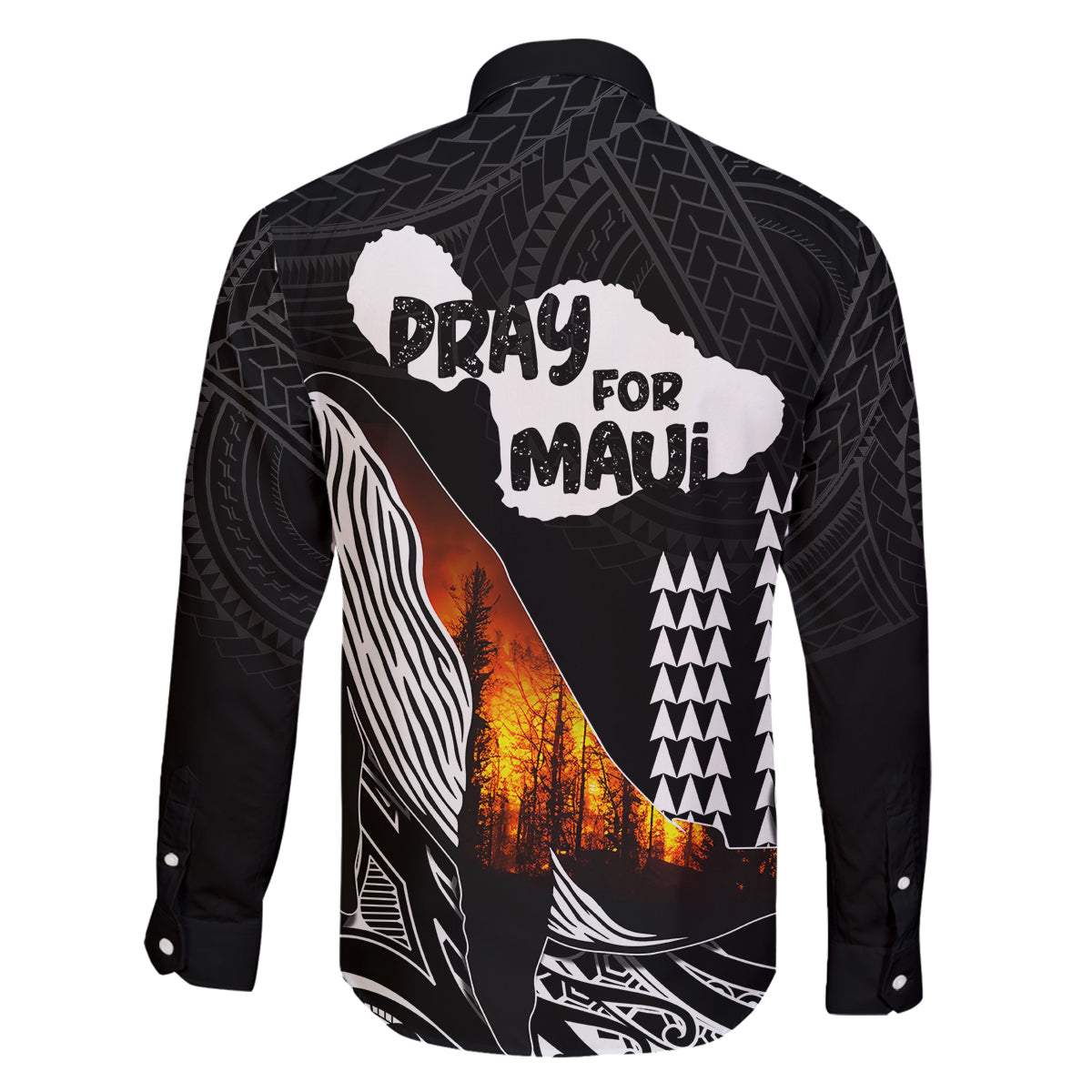 Hawaii Humpback Whale Family Matching Long Sleeve Bodycon Dress and Hawaiian Shirt Be Strong - Pray For Maui LT7 - Polynesian Pride