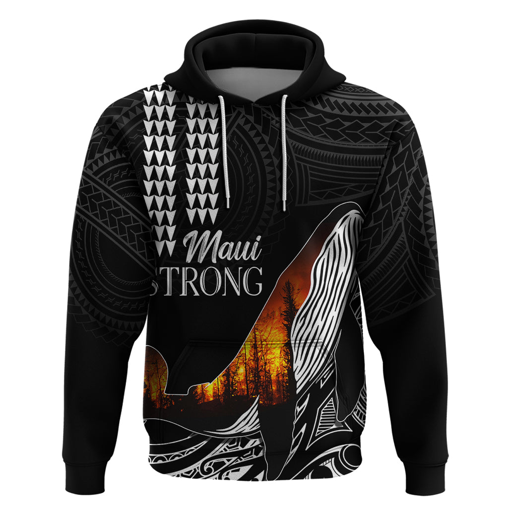 Hawaii Humpback Whale Hoodie Be Strong - Pray For Maui LT7 Pullover Hoodie Black - Polynesian Pride