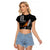 Hawaii Humpback Whale Raglan Cropped T Shirt Be Strong - Pray For Maui LT7 Female Black - Polynesian Pride