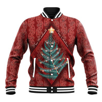 Aotearoa Maori Mangopare Meri Kirihimete Baseball Jacket Christmas Fern LT7 Unisex Red - Polynesian Pride