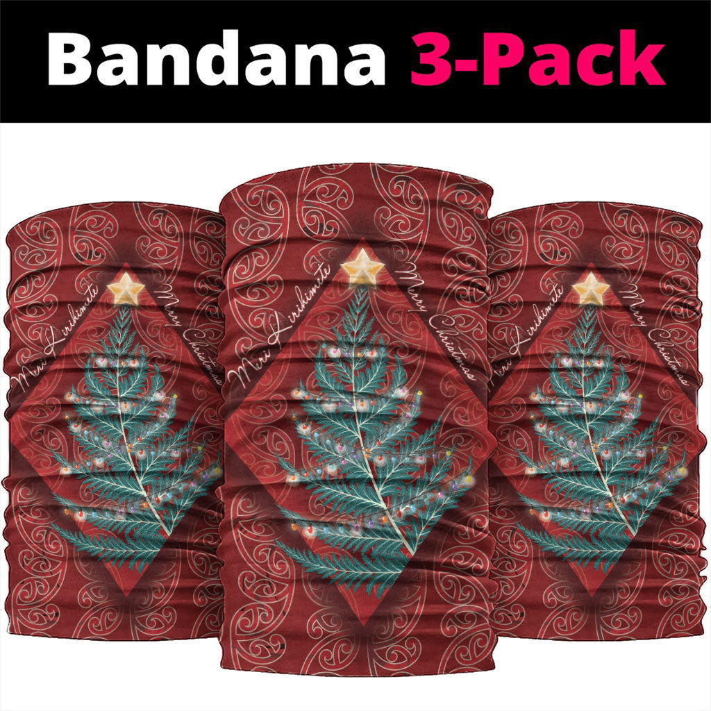 Aotearoa Maori Mangopare Meri Kirihimete Neck Gaiter Christmas Fern LT7 package One Size: 25*50cm Red - Polynesian Pride