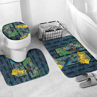 Aotearoa Maori Mangopare Christmas Bathroom Set Pikawakawa and Tui LT7 Mat Set Only (3 pcs) One Size Dark Blue - Polynesian Pride