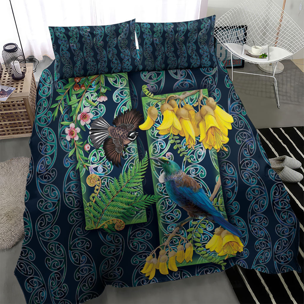 Aotearoa Maori Mangopare Christmas Bedding Set Pikawakawa and Tui LT7 - Polynesian Pride