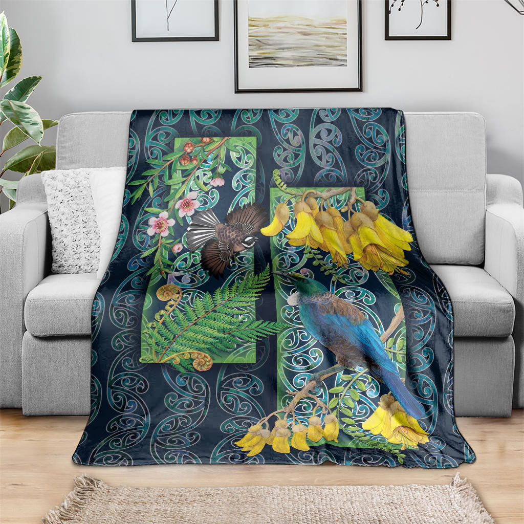 Aotearoa Maori Mangopare Christmas Blanket Pikawakawa and Tui LT7 - Polynesian Pride