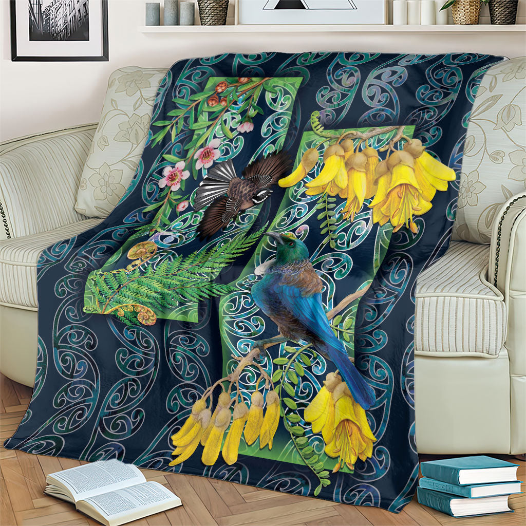 Aotearoa Maori Mangopare Christmas Blanket Pikawakawa and Tui LT7 - Polynesian Pride