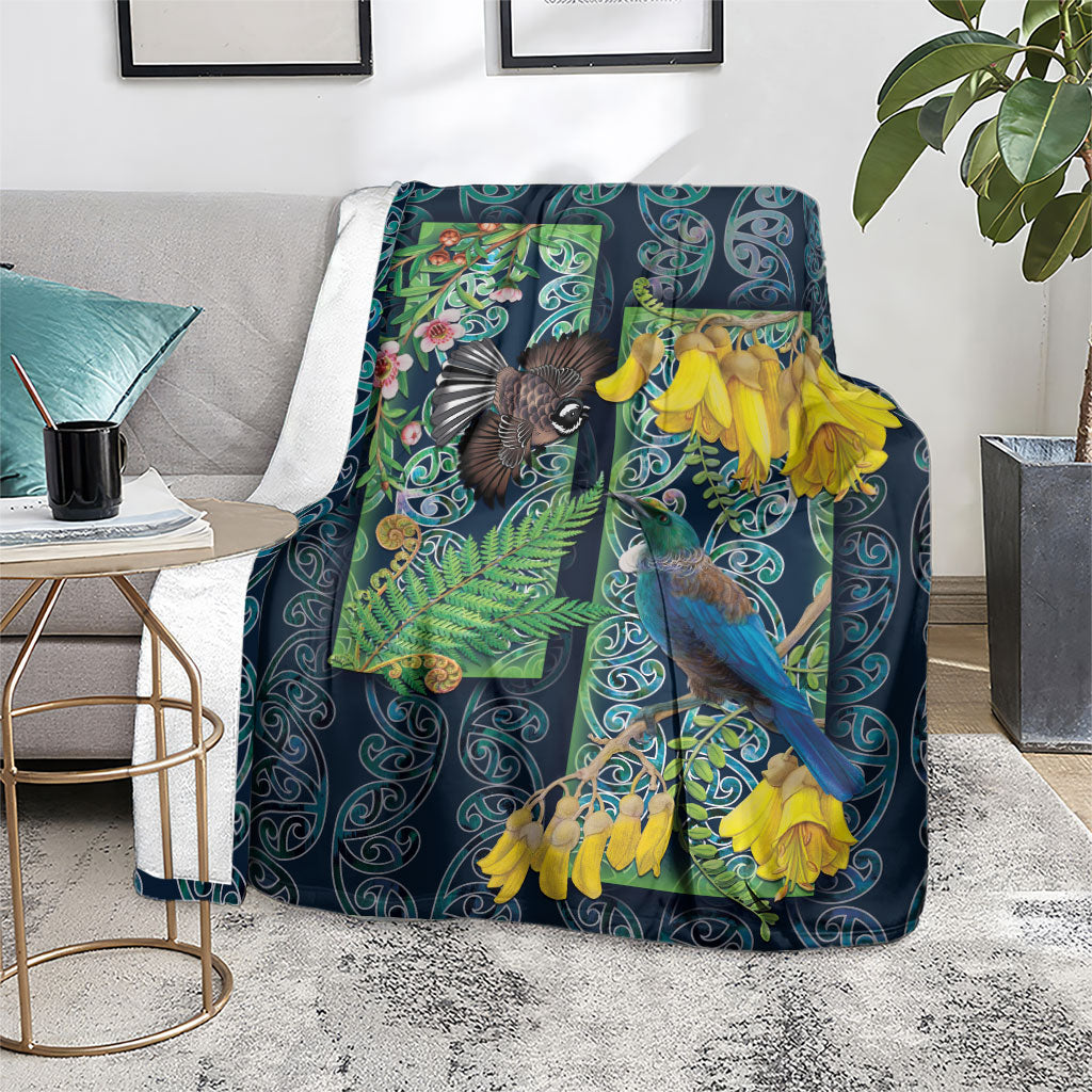 Aotearoa Maori Mangopare Christmas Blanket Pikawakawa and Tui LT7 - Polynesian Pride