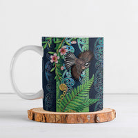 Aotearoa Maori Mangopare Christmas Ceramic Mug Pikawakawa and Tui LT7 Dark Blue - Polynesian Pride
