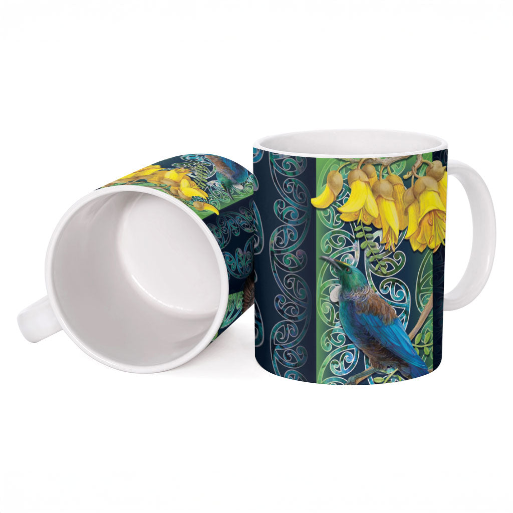 Aotearoa Maori Mangopare Christmas Ceramic Mug Pikawakawa and Tui LT7 - Polynesian Pride