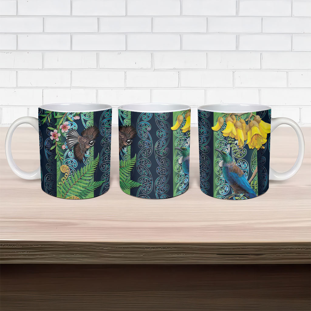 Aotearoa Maori Mangopare Christmas Ceramic Mug Pikawakawa and Tui LT7 - Polynesian Pride