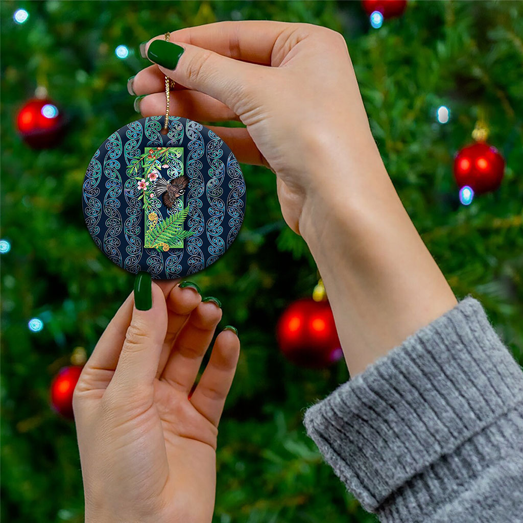 Aotearoa Maori Mangopare Christmas Ceramic Ornament Pikawakawa and Tui LT7 - Polynesian Pride