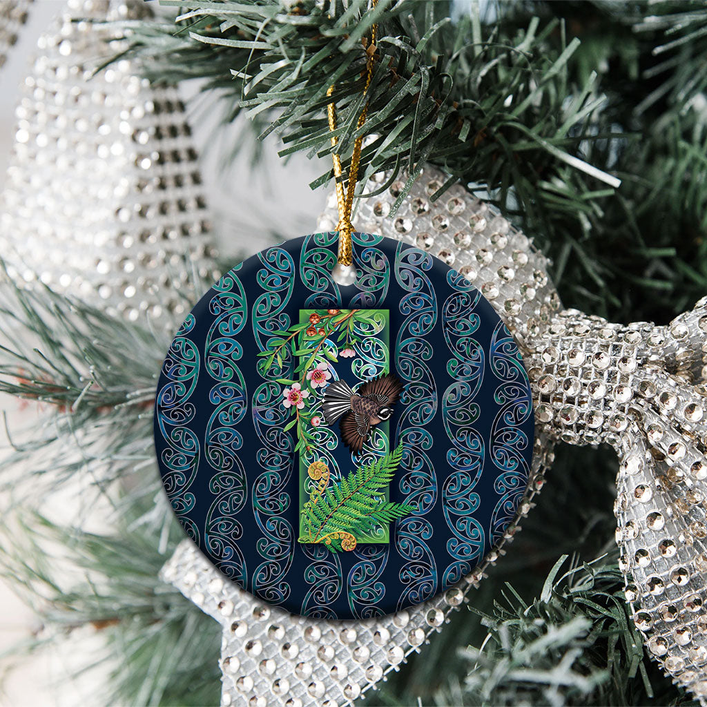 Aotearoa Maori Mangopare Christmas Ceramic Ornament Pikawakawa and Tui LT7 - Polynesian Pride