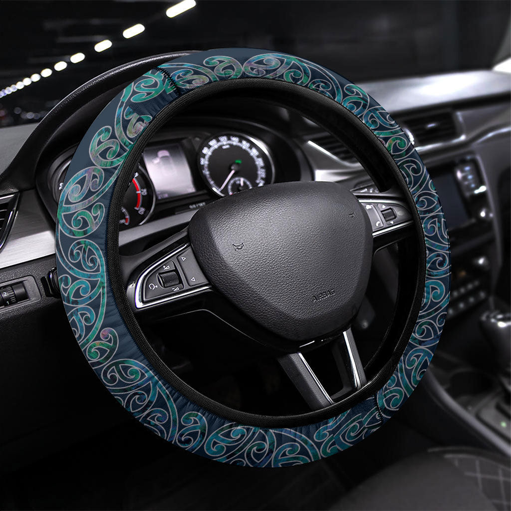 Aotearoa Maori Mangopare Christmas Steering Wheel Cover Pikawakawa and Tui LT7 Universal Fit Dark Blue - Polynesian Pride