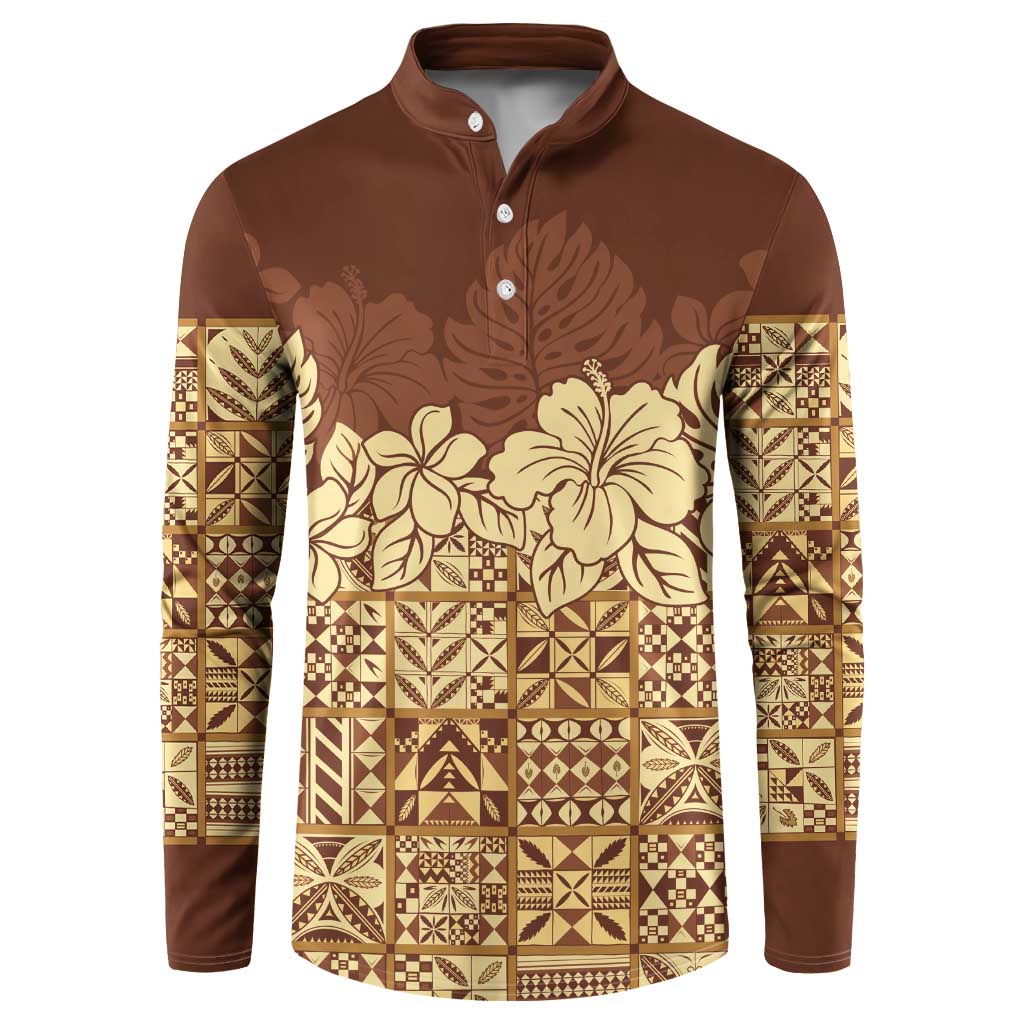 Niue Hiapo Motif Button Sweatshirt Tapa Classic