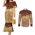 Niue Hiapo Motif Couples Matching Mermaid Dress and Long Sleeve Button Shirt Tapa Classic