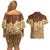 Niue Hiapo Motif Couples Matching Off Shoulder Short Dress and Hawaiian Shirt Tapa Classic