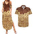 Niue Hiapo Motif Couples Matching Summer Maxi Dress and Hawaiian Shirt Tapa Classic