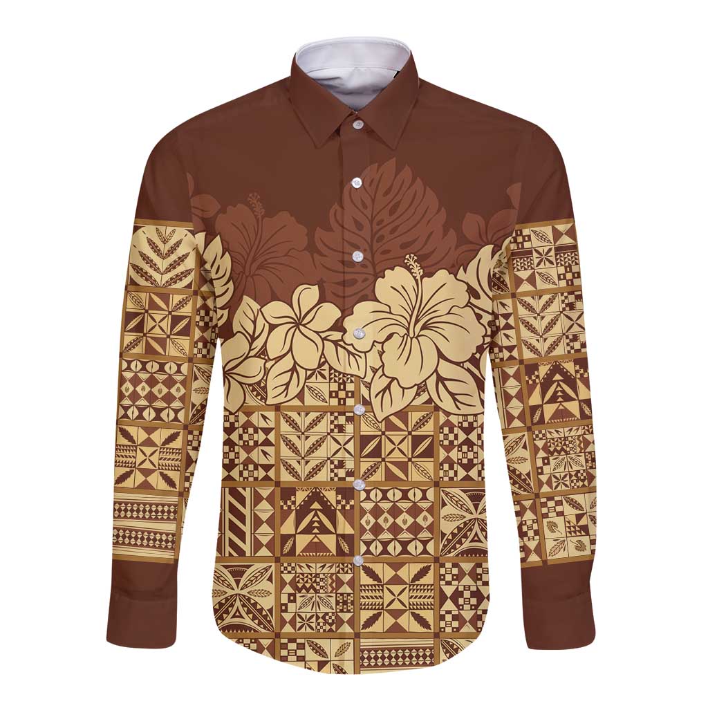 Niue Hiapo Motif Long Sleeve Button Shirt Tapa Classic