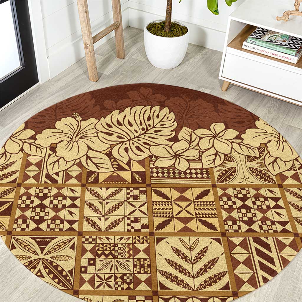 Niue Hiapo Motif Round Carpet Tapa Classic