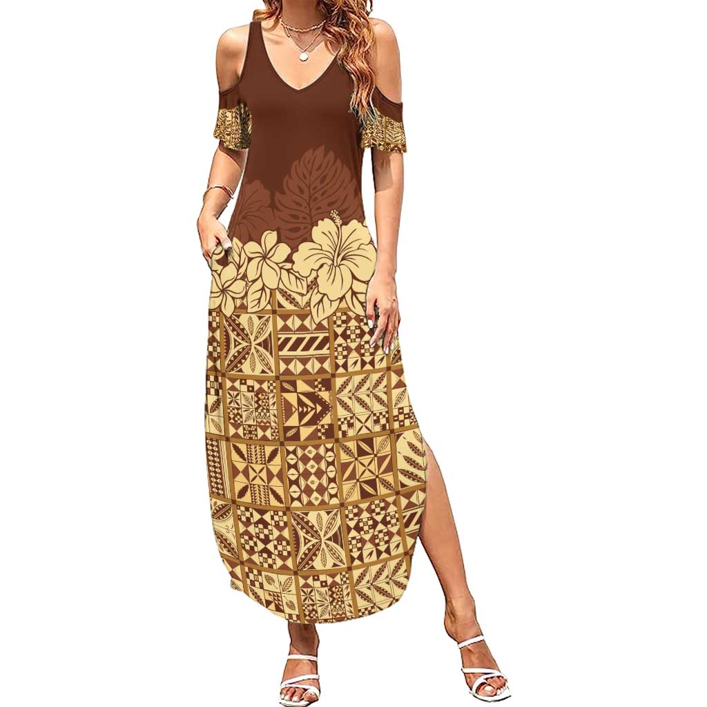 Niue Hiapo Motif Summer Maxi Dress Tapa Classic