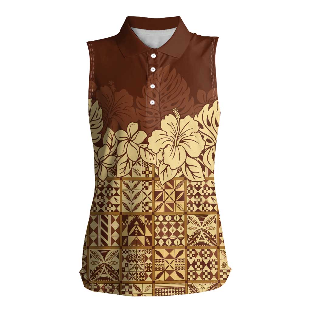 Niue Hiapo Motif Women Sleeveless Polo Shirt Tapa Classic