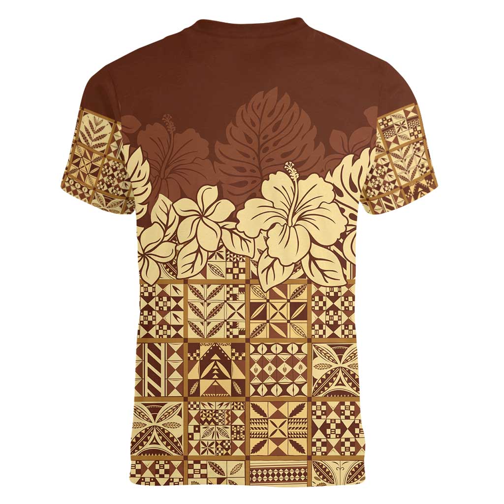 Niue Hiapo Motif Women V-Neck T-Shirt Tapa Classic